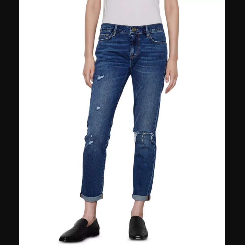Frame Le Garcon Eaton Distressed Straight Leg Jeans